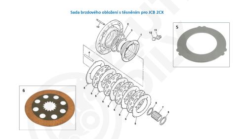 Sada brzdového obložení pro JCB 2CX, 2DX, 3CX COMPACT