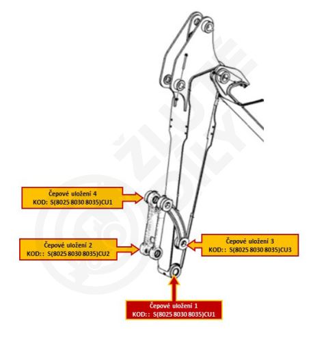 Souprava čepového uložení 8025 8030 8035 (Č1) pro JCB